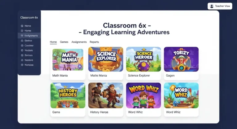 Screenshot of a clean Classroom 6x interface showing various game thumbnails.