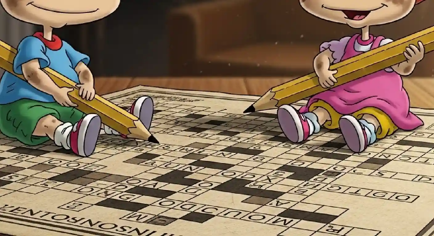 Phil and Lil DeVille twins from Rugrats cartoon croosword no cartoon