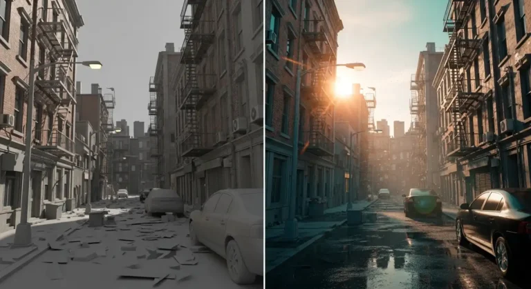 Comparison of a raw SFM render versus a finished SFM comp in After Effects