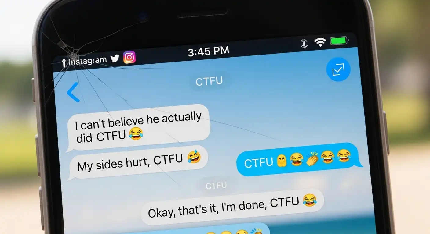 Smartphone screen showing a funny group chat using CTFU.