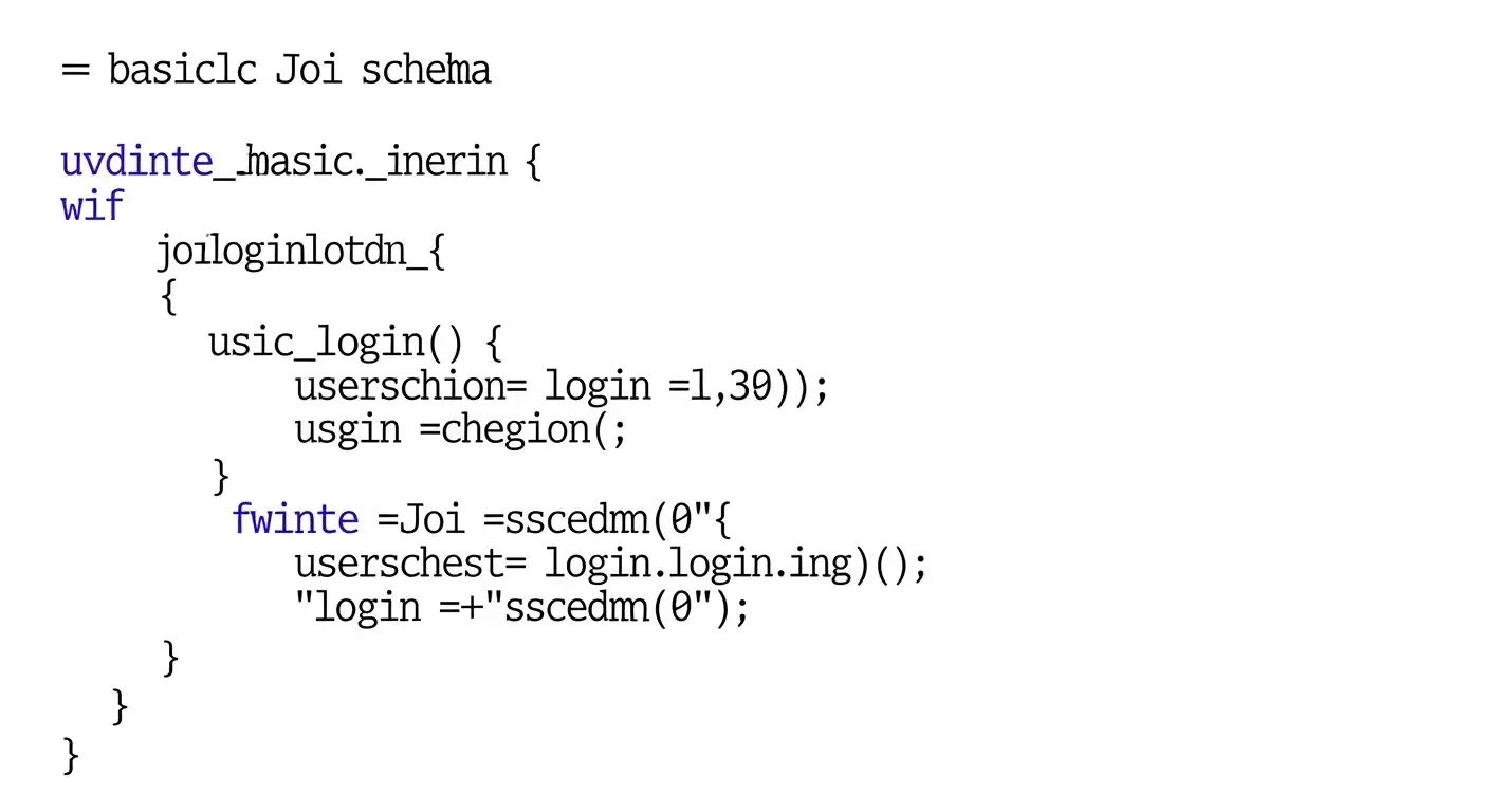 Code snippet showing a basic Joi schema for user login validation.